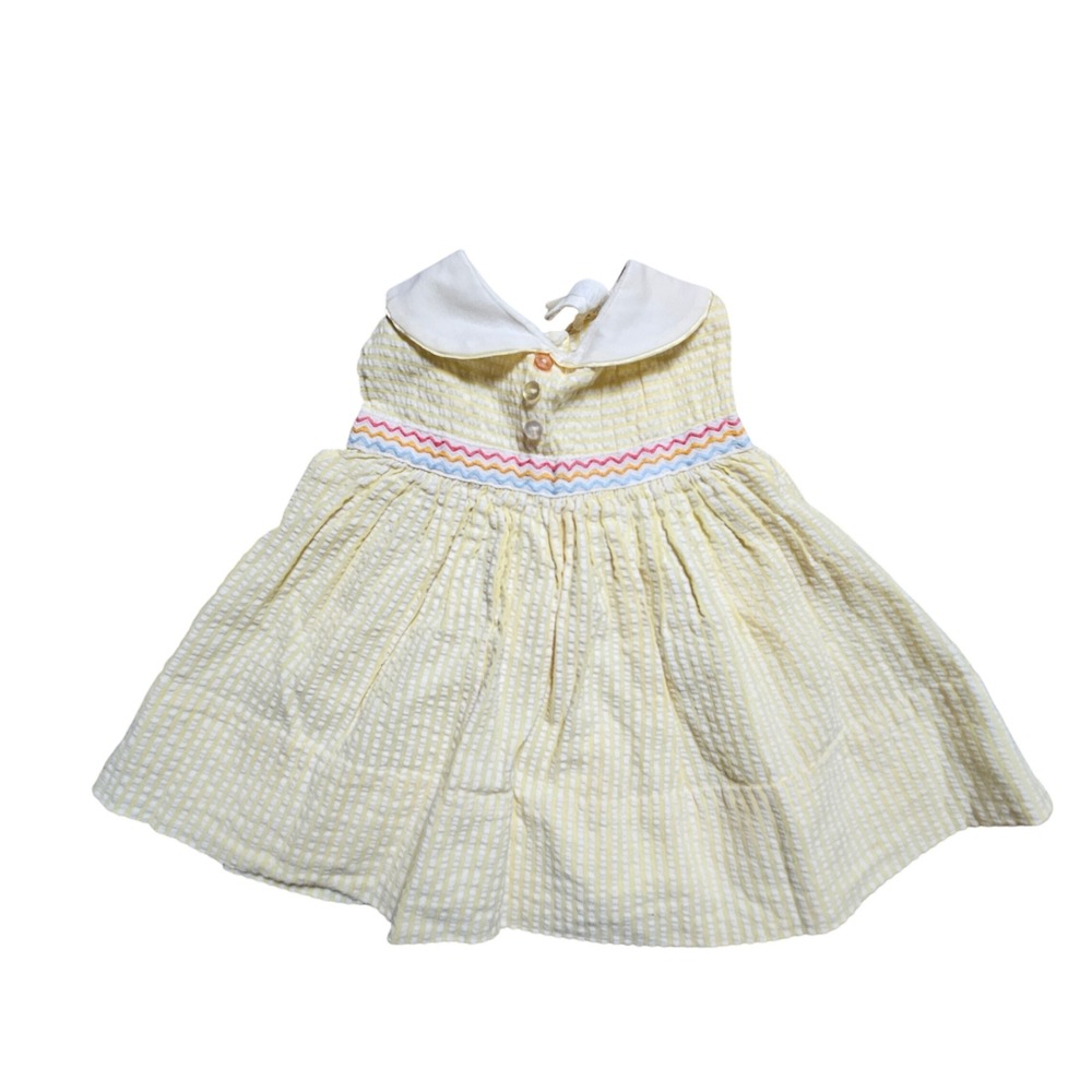 Vintage‎ Something Pretty Baby Girls Seersucker Rickrack Dress 3-6 Mos Cottage